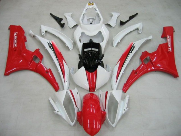 Blanc Rouge Michelin Carénage Moto Yamaha R6 2006-2007 Blanc Rouge Michelin Carénage Moto Yamaha R6 2006-2007