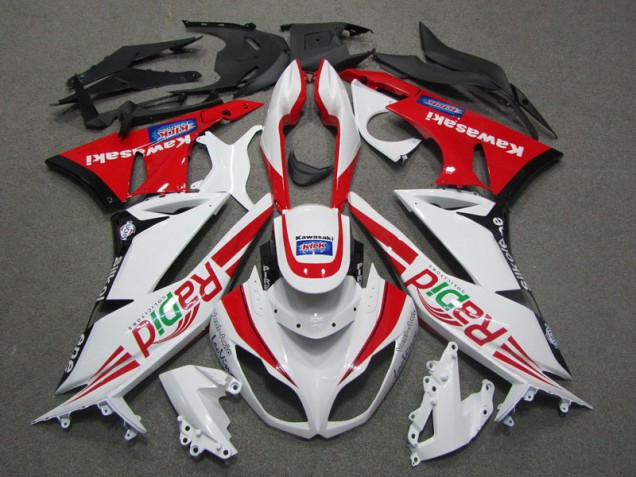 Blanc Rouge Rapid Carénage Moto Kawasaki ZX6R 2009-2012 Blanc Rouge Rapid Carénage Moto Kawasaki ZX6R 2009-2012