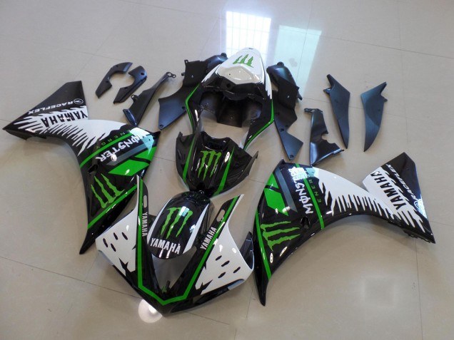Blanc Vert Big Monster Carénage Moto Yamaha R1 2012-2014 Blanc Vert Big Monster Carénage Moto Yamaha R1 2012-2014