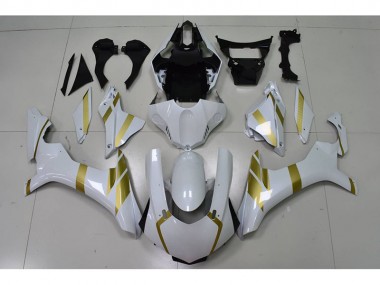 Blanc avec Or Décalque Carénage Moto Yamaha R1 2015-2019
