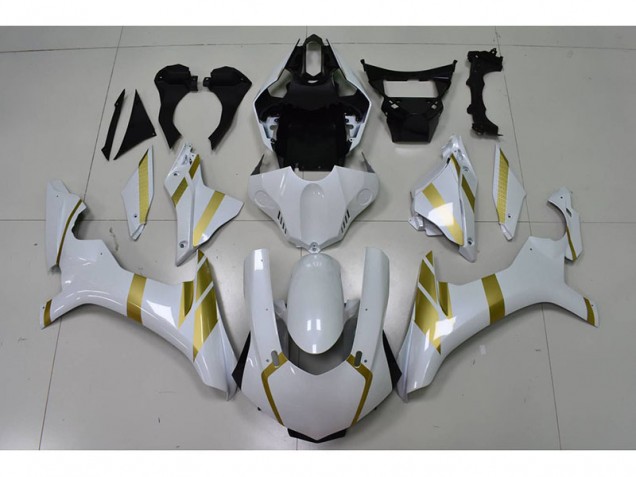 Blanc avec Or Décalque Carénage Moto Yamaha R1 2015-2019 Blanc avec Or Décalque Carénage Moto Yamaha R1 2015-2019