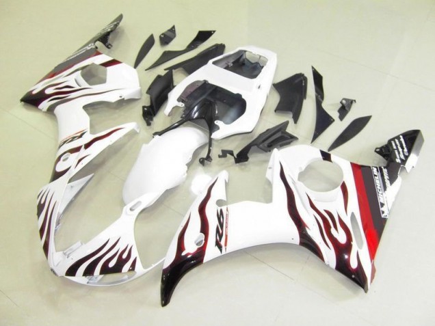 Blanc et Flamme Carénage Moto Yamaha R6 2003-2005 Blanc et Flamme Carénage Moto Yamaha R6 2003-2005
