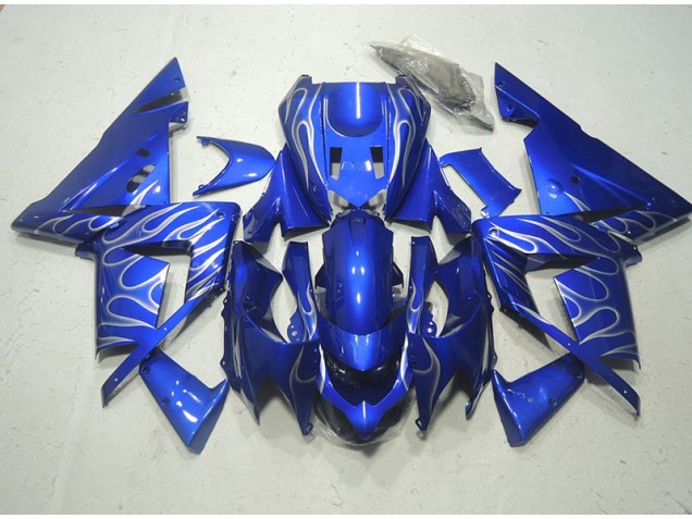 Bleu Blanc Flamme Carénage Moto Kawasaki ZX10R 2003-2005 Bleu Blanc Flamme Carénage Moto Kawasaki ZX10R 2003-2005