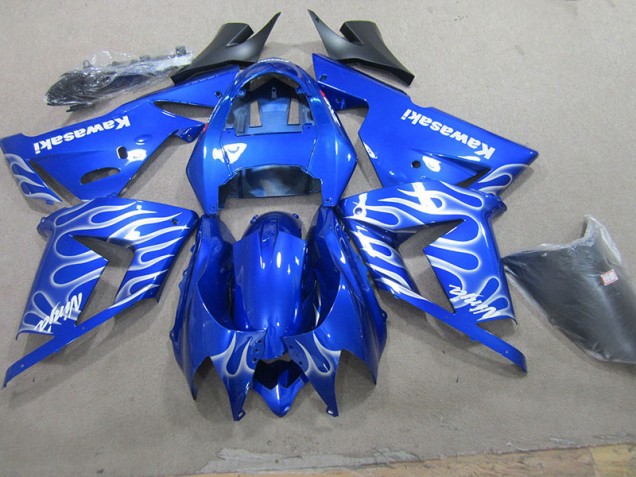 Bleu Blanc Flamme Carénages Moto Kawasaki ZX10R 2003-2005 Bleu Blanc Flamme Carénages Moto Kawasaki ZX10R 2003-2005