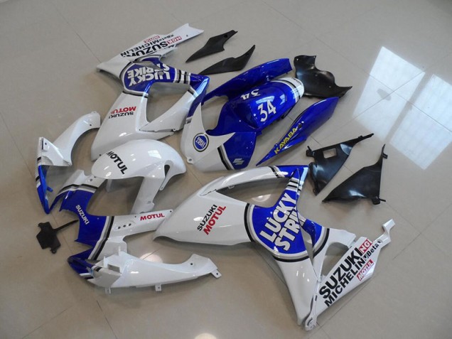 Bleu Blanc Lucky Strike Motul 34 Carénage Moto Suzuki GSXR 750 K6 2006-2007 Bleu Blanc Lucky Strike Motul 34 Carénage Moto Suzuki GSXR 750 K6 2006-2007