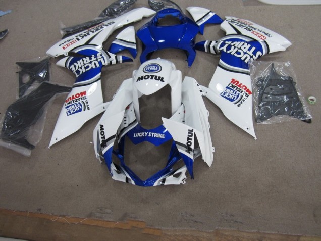 Bleu Blanc Lucky Strike Motul Carénage Moto Suzuki GSXR 600 K11 2011-2024 Bleu Blanc Lucky Strike Motul Carénage Moto Suzuki GSXR 600 K11 2011-2024