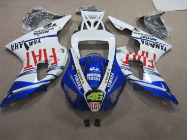 Bleu Blanc Motul Fiat 46 Carénage Moto Yamaha R1 1998-1999