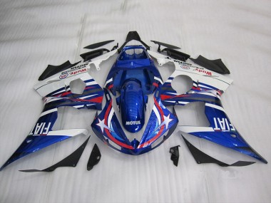 Bleu Blanc Motul Fiat Carénage Moto Yamaha R6 2003-2005