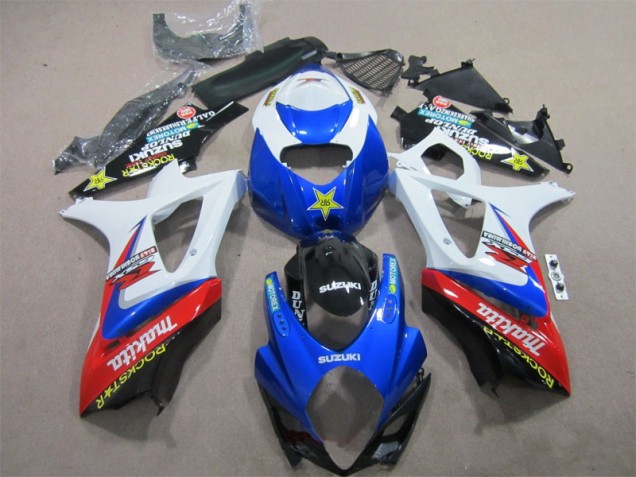 Bleu Blanc Rockstar Carénage Moto Suzuki GSXR 1000 K7 2007-2008 Bleu Blanc Rockstar Carénage Moto Suzuki GSXR 1000 K7 2007-2008