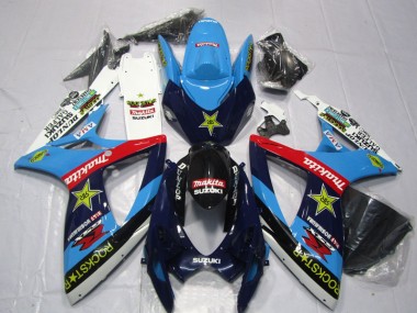 Bleu Blanc Rockstar Makita Carénage Moto Suzuki GSXR 600 K6 2006-2007