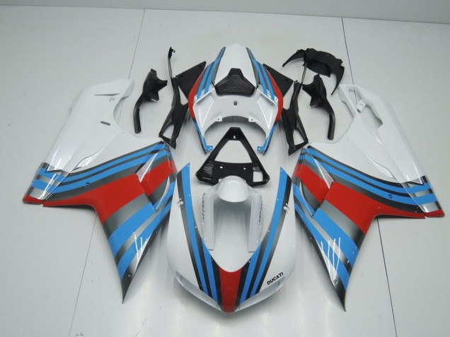 Bleu Blanc Rouge Carénage Moto Ducati 848 1098 1198 2007-2014 Bleu Blanc Rouge Carénage Moto Ducati 848 1098 1198 2007-2014