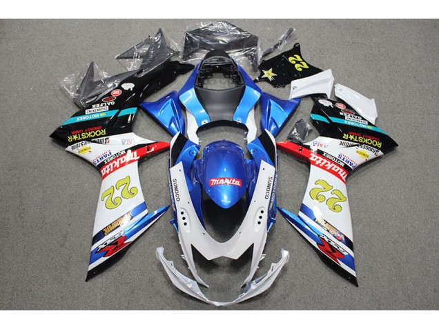Bleu Blanc Rouge Rockstar 22 Carénage Moto Suzuki GSXR 600 K11 2011-2024 Bleu Blanc Rouge Rockstar 22 Carénage Moto Suzuki GSXR 600 K11 2011-2024