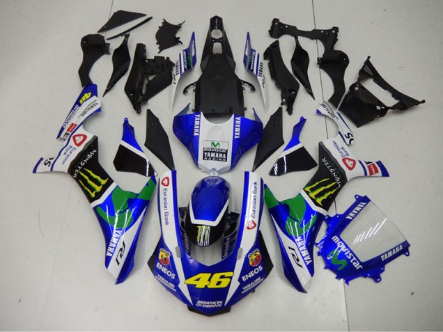 Bleu Bleu Blanc ENEOS Movistar 46 Carénage Moto Yamaha R1 2015-2019 Bleu Bleu Blanc ENEOS Movistar 46 Carénage Moto Yamaha R1 2015-2019