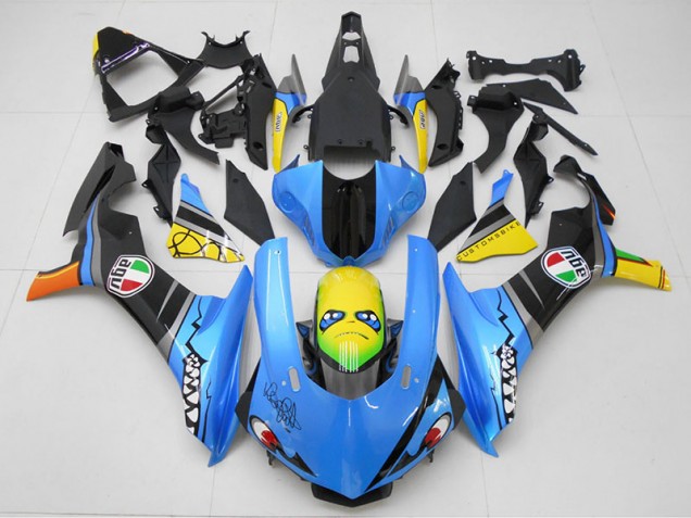 Bleu Jaune Requin Carénage Moto Yamaha R1 2015-2019 Bleu Jaune Requin Carénage Moto Yamaha R1 2015-2019