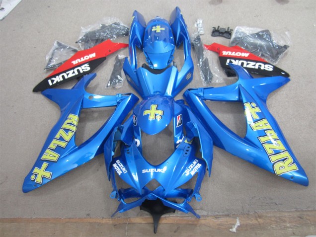 Bleu Jaune Rizla Blanc Motul Carénage Moto Suzuki GSXR 600 K8 2008-2010 Bleu Jaune Rizla Blanc Motul Carénage Moto Suzuki GSXR 600 K8 2008-2010