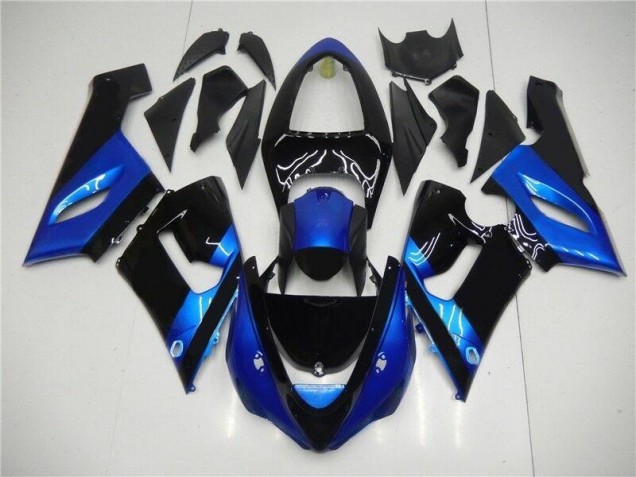 Bleu Noir Carénage Moto Kawasaki ZX6R 2005-2006 Bleu Noir Carénage Moto Kawasaki ZX6R 2005-2006