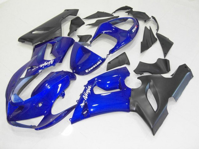 Bleu Noir Carénages Moto Kawasaki ZX6R 2005-2006 Bleu Noir Carénages Moto Kawasaki ZX6R 2005-2006