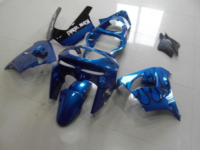 Bleu Noir Flamme Carénage Moto Kawasaki ZX9R 1998-1999 Bleu Noir Flamme Carénage Moto Kawasaki ZX9R 1998-1999