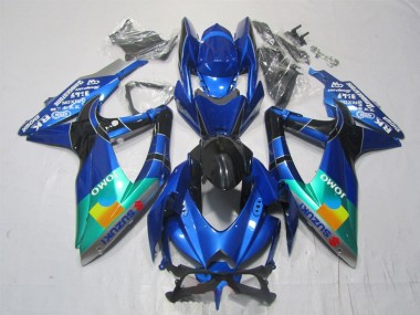 Bleu Noir Vert Jomo Carénage Moto Suzuki GSXR 1000 K7 2007-2008