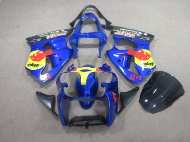 Bleu Red Bull Ninja Carénage Moto Kawasaki ZX6R 2000-2002