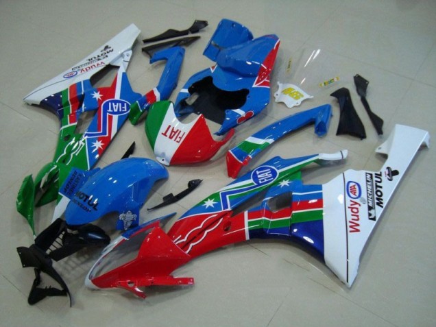 Bleu Rouge Blanc Vert Carénage Moto Yamaha R6 2006-2007 Bleu Rouge Blanc Vert Carénage Moto Yamaha R6 2006-2007