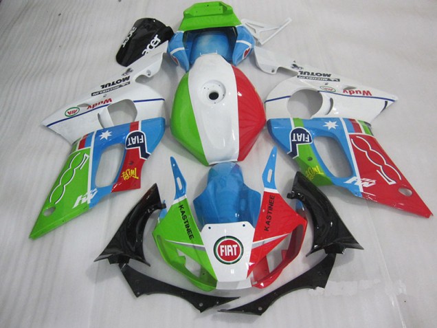 Bleu Rouge Fiat Kastinee Carénage Moto Yamaha R6 1998-2002 Bleu Rouge Fiat Kastinee Carénage Moto Yamaha R6 1998-2002