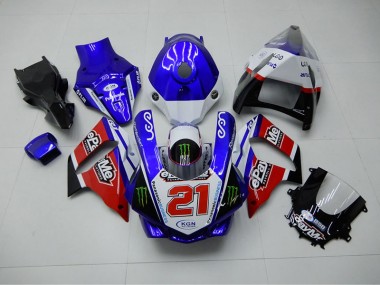 Bleu Rouge KGN 21 Carénage Moto Yamaha R1 2015-2019