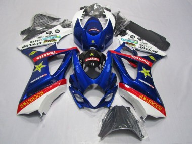 Bleu Rouge Rockstar Carénage Moto Suzuki GSXR 1000 K7 2007-2008