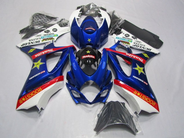 Bleu Rouge Rockstar Carénage Moto Suzuki GSXR 1000 K7 2007-2008 Bleu Rouge Rockstar Carénage Moto Suzuki GSXR 1000 K7 2007-2008