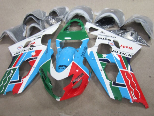 Bleu Vert Blanc Motul Carénage Moto Suzuki GSXR 600 K1 K2 K3 2001-2003 Bleu Vert Blanc Motul Carénage Moto Suzuki GSXR 600 K1 K2 K3 2001-2003