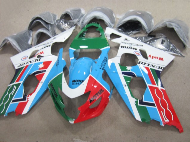 Bleu Vert Rouge Motul Carénage Moto Suzuki GSXR 600 K4 2004-2005 Bleu Vert Rouge Motul Carénage Moto Suzuki GSXR 600 K4 2004-2005