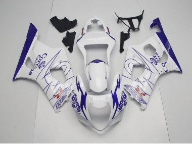 Bleu Whie Corona Carénage Moto Suzuki GSXR 1000 K3 2003-2004
