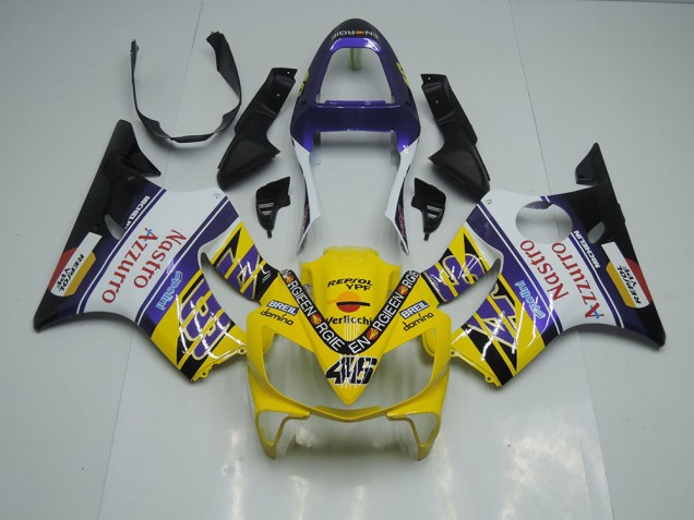 Jaune Blanc Nastro Azzurro Carénage Moto Honda CBR 600 F4i 2001-2003 Jaune Blanc Nastro Azzurro Carénage Moto Honda CBR 600 F4i 2001-2003