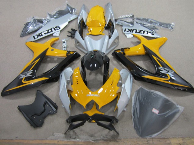 Jaune Blanc Noir Carénage Moto Suzuki GSXR 600 K8 2008-2010 Jaune Blanc Noir Carénage Moto Suzuki GSXR 600 K8 2008-2010