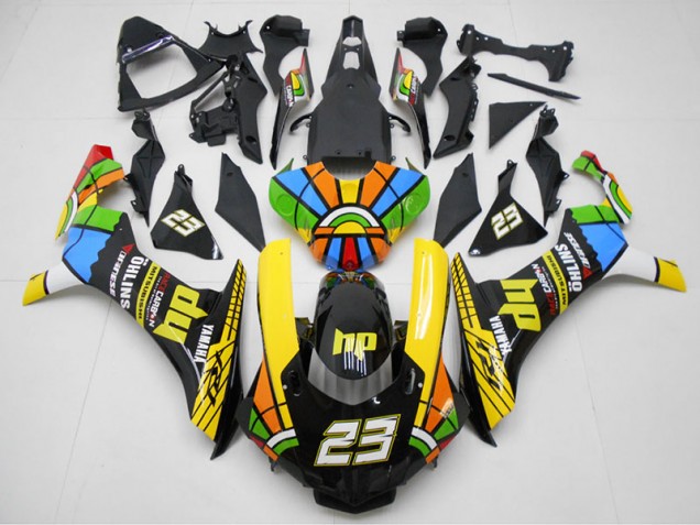Jaune Noir 23 Carénage Moto Yamaha R1 2015-2019 Jaune Noir 23 Carénage Moto Yamaha R1 2015-2019