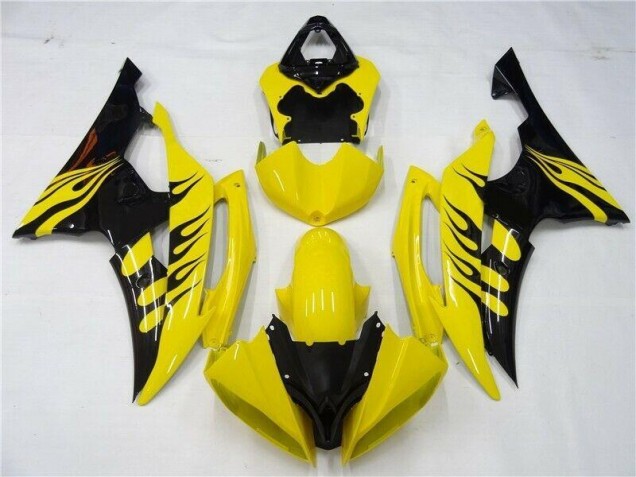Jaune Noir Carénage Moto Yamaha R6 2008-2016 Jaune Noir Carénage Moto Yamaha R6 2008-2016