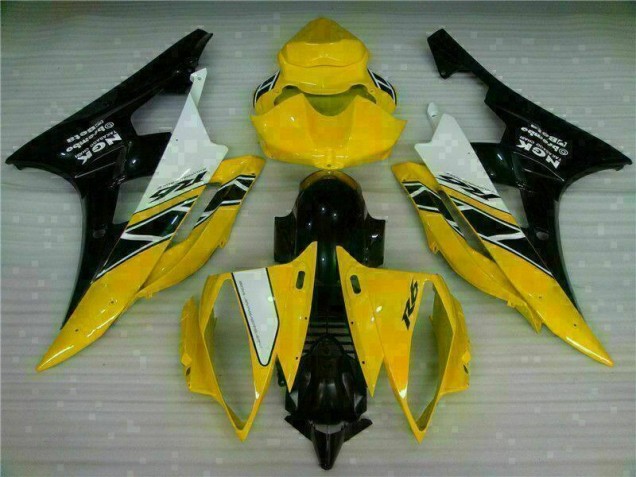Jaune Noir Carénages Moto Yamaha R6 2006-2007 Jaune Noir Carénages Moto Yamaha R6 2006-2007