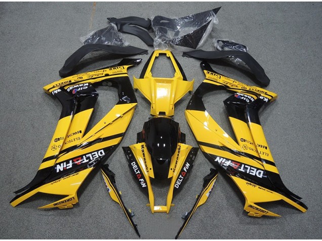 Jaune Noir Delt Fin Carénage Moto Kawasaki ZX10R 2011-2015 Jaune Noir Delt Fin Carénage Moto Kawasaki ZX10R 2011-2015