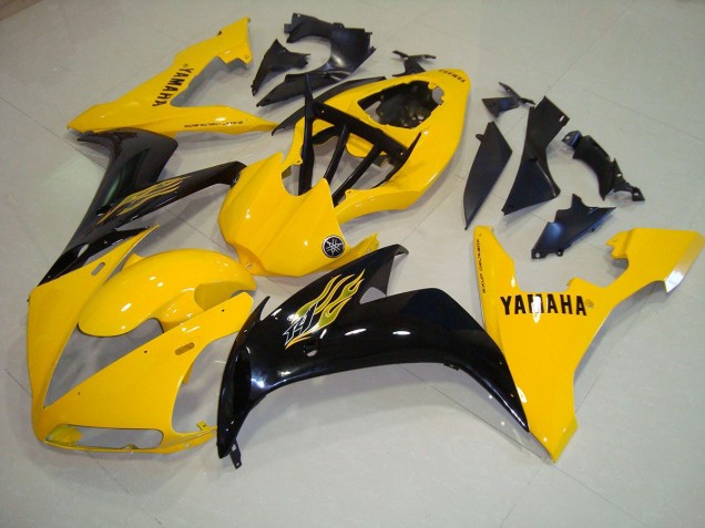 Jaune Noir Flamme Carénage Moto Yamaha R1 2004-2006 Jaune Noir Flamme Carénage Moto Yamaha R1 2004-2006