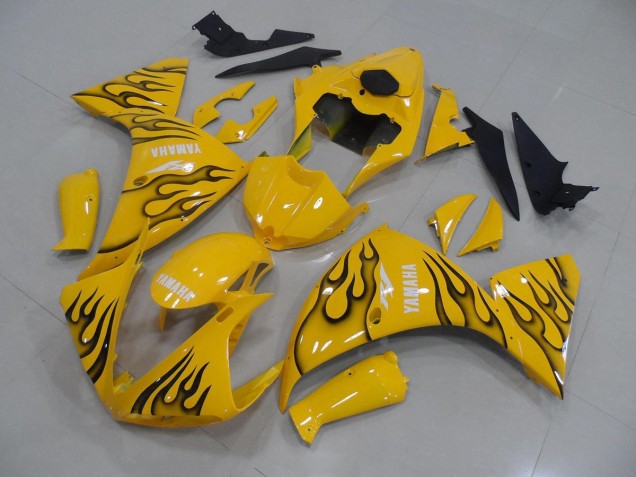 Jaune Noir Flamme Carénage Moto Yamaha R1 2012-2014 Jaune Noir Flamme Carénage Moto Yamaha R1 2012-2014