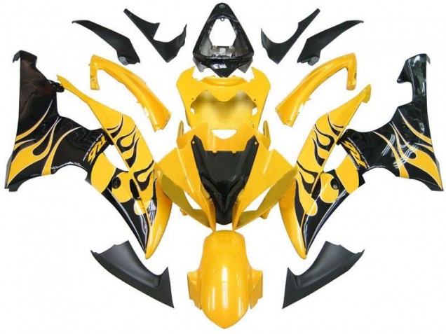 Jaune Noir Flamme R6 Carénage Moto Yamaha R6 2008-2016 Jaune Noir Flamme R6 Carénage Moto Yamaha R6 2008-2016