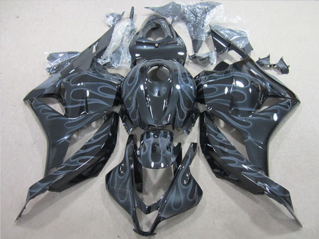 Noir Argent Flamme Carénages Moto Honda CBR 600 RR 2009-2012