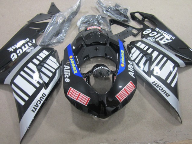 Noir Blanc Advance Alice Carénage Moto Ducati 1098 2007-2014 Noir Blanc Advance Alice Carénage Moto Ducati 1098 2007-2014
