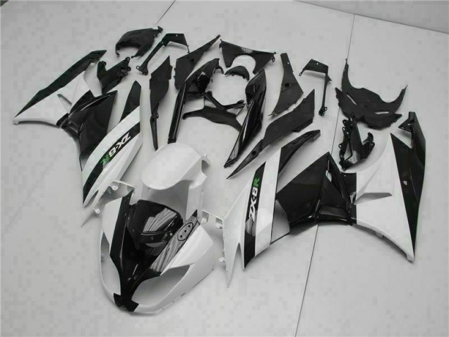 Noir Blanc Carénage Moto Kawasaki ZX6R 2009-2012 Noir Blanc Carénage Moto Kawasaki ZX6R 2009-2012