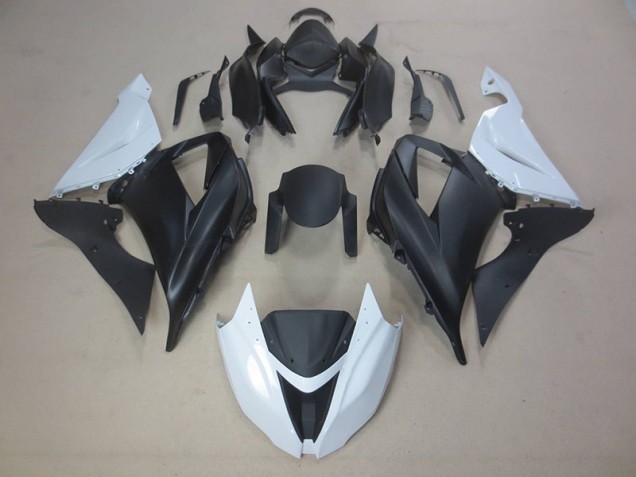 Noir Blanc Carénages Moto Kawasaki ZX6R 2013-2018 Noir Blanc Carénages Moto Kawasaki ZX6R 2013-2018