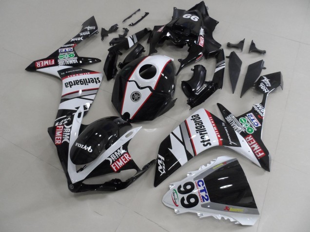 Noir Blanc Décalque Packs Carénage Moto Yamaha R1 2007-2008 Noir Blanc Décalque Packs Carénage Moto Yamaha R1 2007-2008