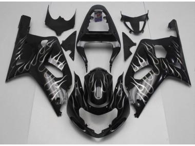 Noir Blanc Flamme Carénage Moto Suzuki GSXR 600 / 750 K1 K2 K3 2001-2003