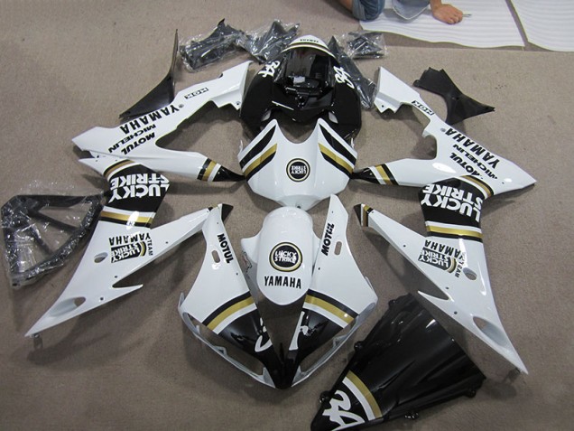 Noir Blanc Lucky Strike Carénage Moto Yamaha R1 2004-2006 Noir Blanc Lucky Strike Carénage Moto Yamaha R1 2004-2006