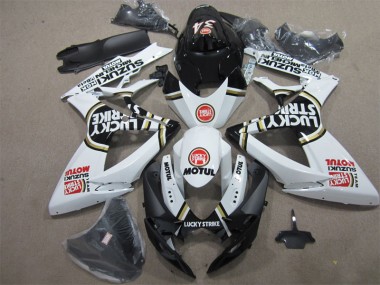 Noir Blanc Lucky Strike Motul Carénage Moto Suzuki GSXR 600 K6 2006-2007