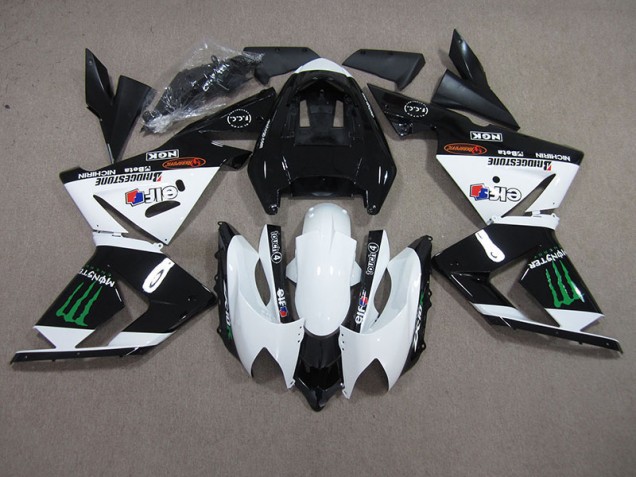 Noir Blanc Monster Carénage Moto Kawasaki ZX10R 2003-2005 Noir Blanc Monster Carénage Moto Kawasaki ZX10R 2003-2005